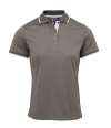 PR619 Premier Ladies Contrast Coolchecker® Piqué Polo Shirt Dark Grey / Silver colour image
